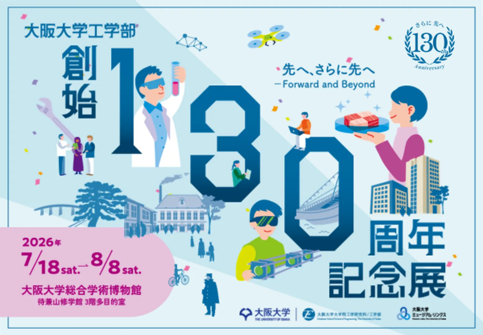 大阪大学工学部創始130周年記念展「先へ、さらに先へ － Forward and Beyond」（大阪大学総合学術博物館).png